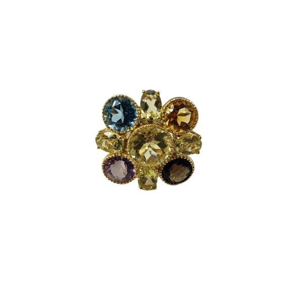Vintage 14 Karat Yellow Gold and Gemstone Ring Size 8.25 GAI Certified #12081 - Picture 2 of 9